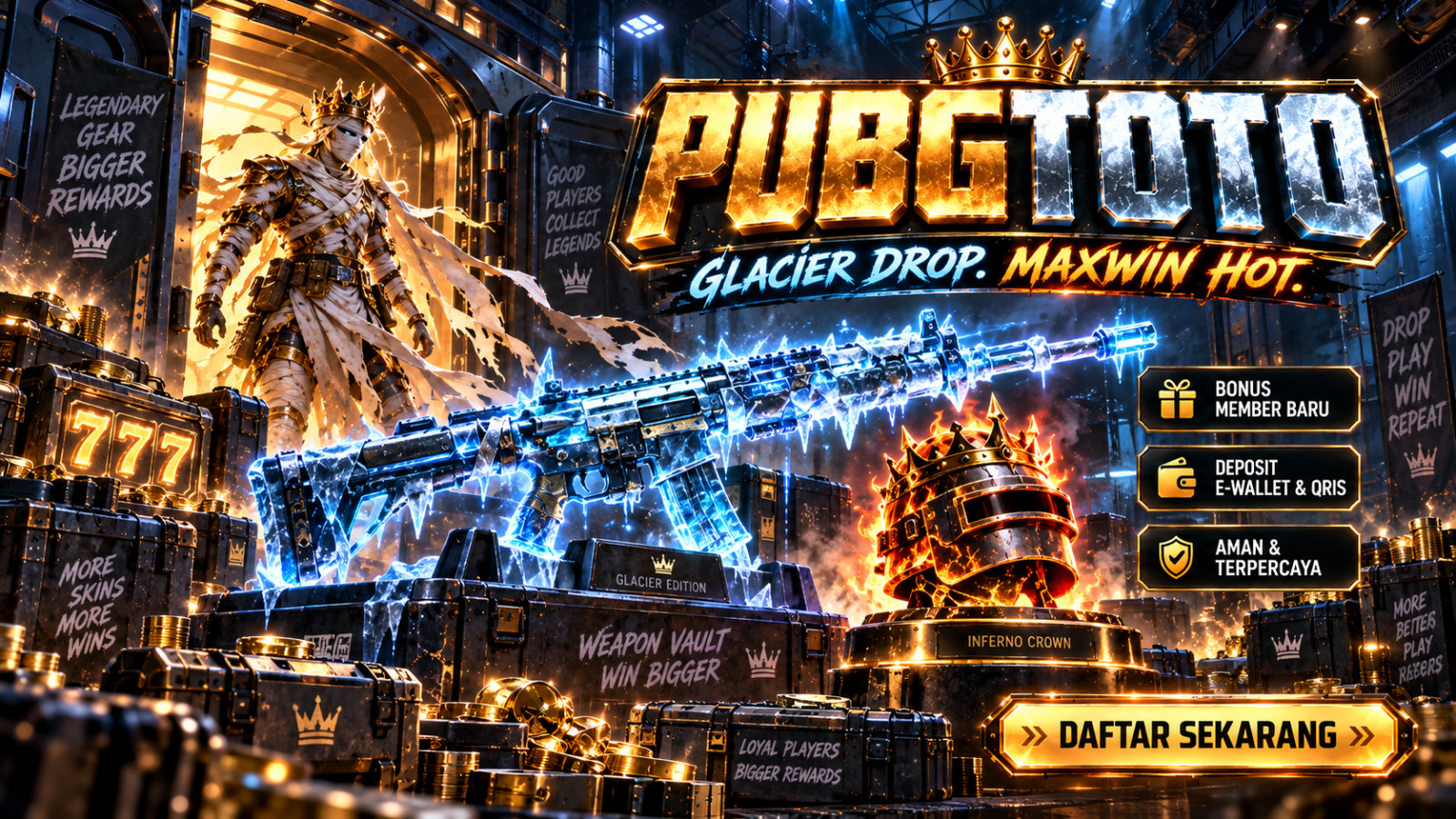 Banner PUBGTOTO — ilustrasi layanan dan kategori permainan